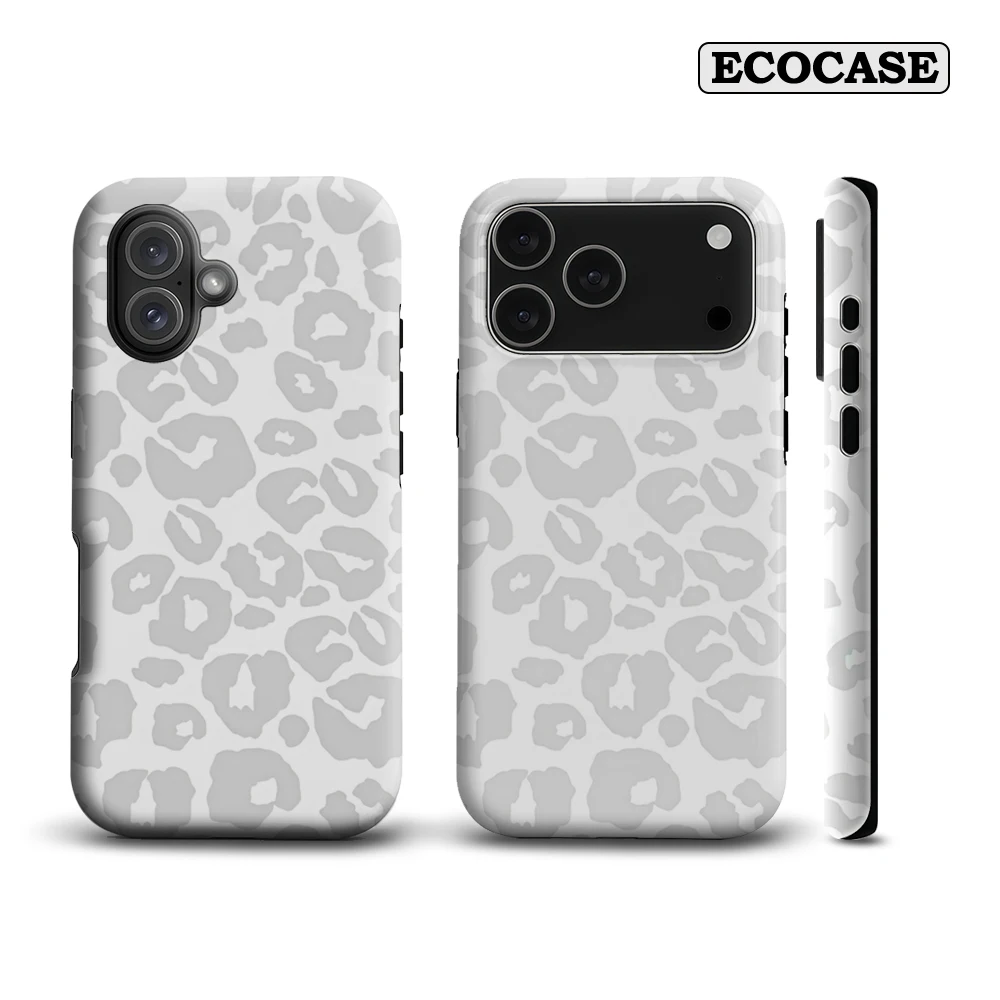 Hellgraue Leopardenmuster IPhone 17 Must-Haves Handyhülle für IPhone 17 16 15 14 13 12 11 Pro Max Plus Doppelschichtige Rückseite