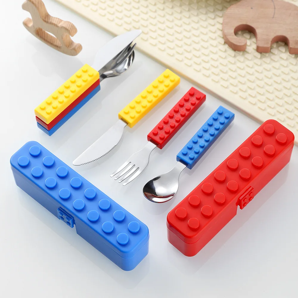 Creative Building-Block-Style Children's Cutlery Set: Cute and Fun Western-Style Cutlery Set for Babies