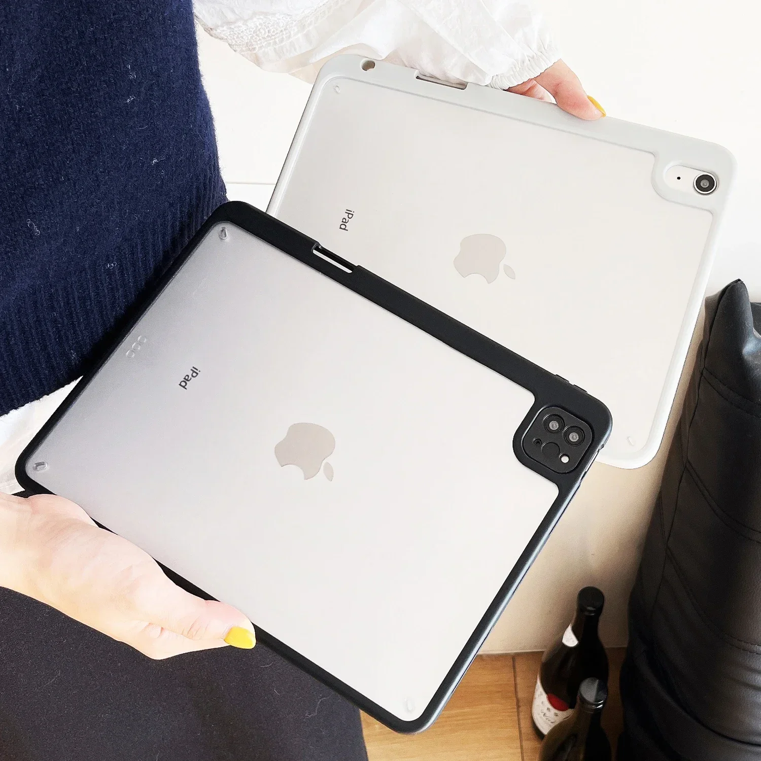 

2025 New with Pencil Slot Translucent Case For iPad Pro 13 11 12.9 Case Air 4 5 6 7 8 9 10th 11th Generation 10.9 inch Cover