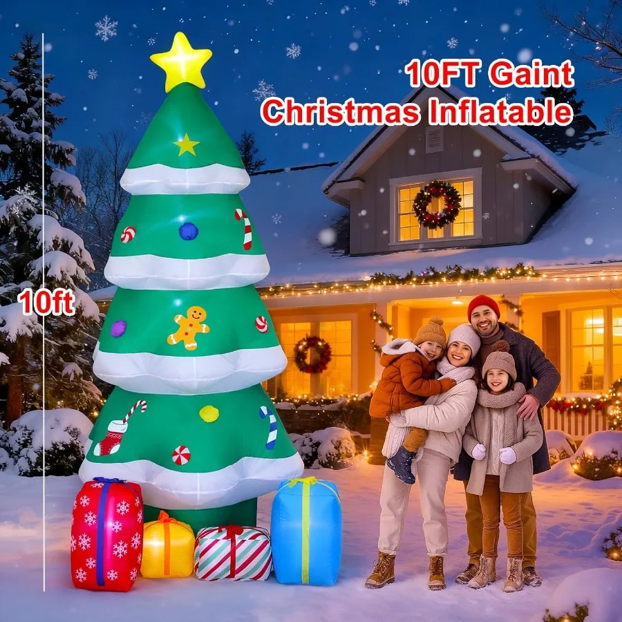10FT Christmas Inflatables Christmas Tree Inflatable Outdoor Decoration Blow Up Holiday Decor for Yard Lawn Backyard Home