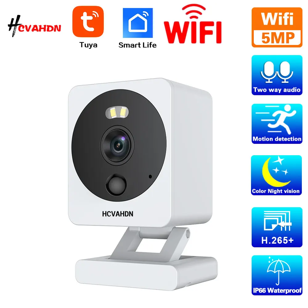 

5MP Tuya Wifi IP Security Camera Outdoor Waterproof Mini Wireless CCTV Surveillance Camera Color Night Vision Baby Monitor Cam