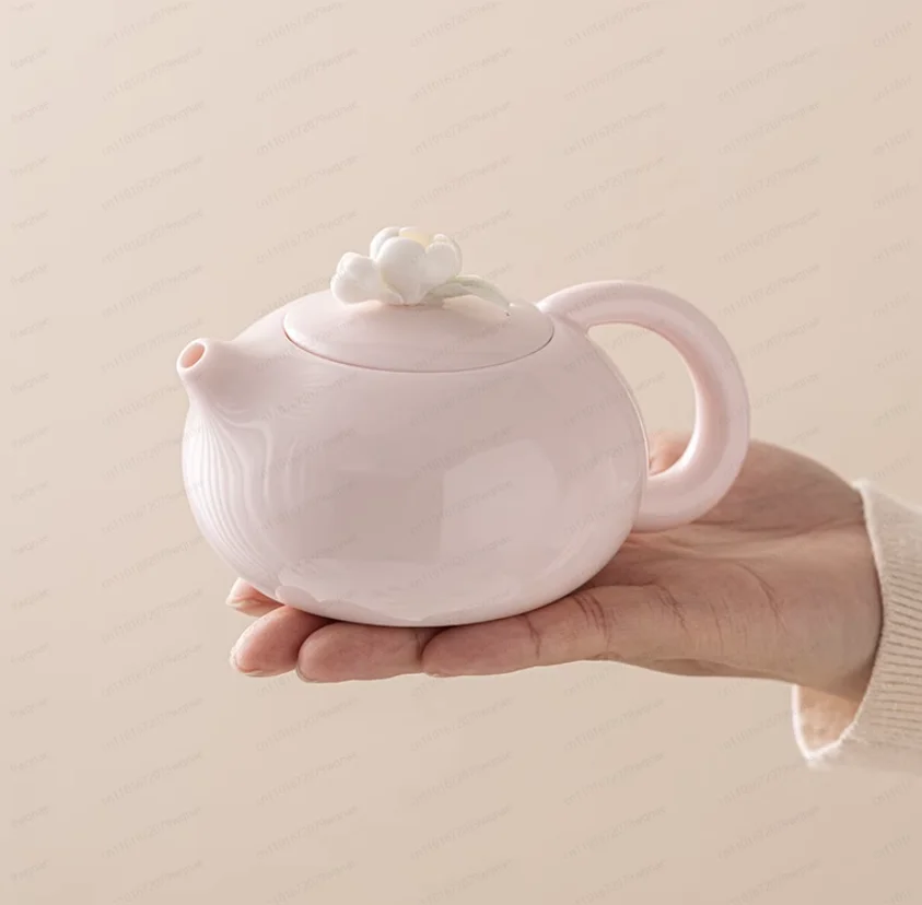

Handcrafted Pink Flower Tea Set High Appearance Lovely Ceramic Teapot and Cup Set Customized Ball Hole Filter Tea Infuser