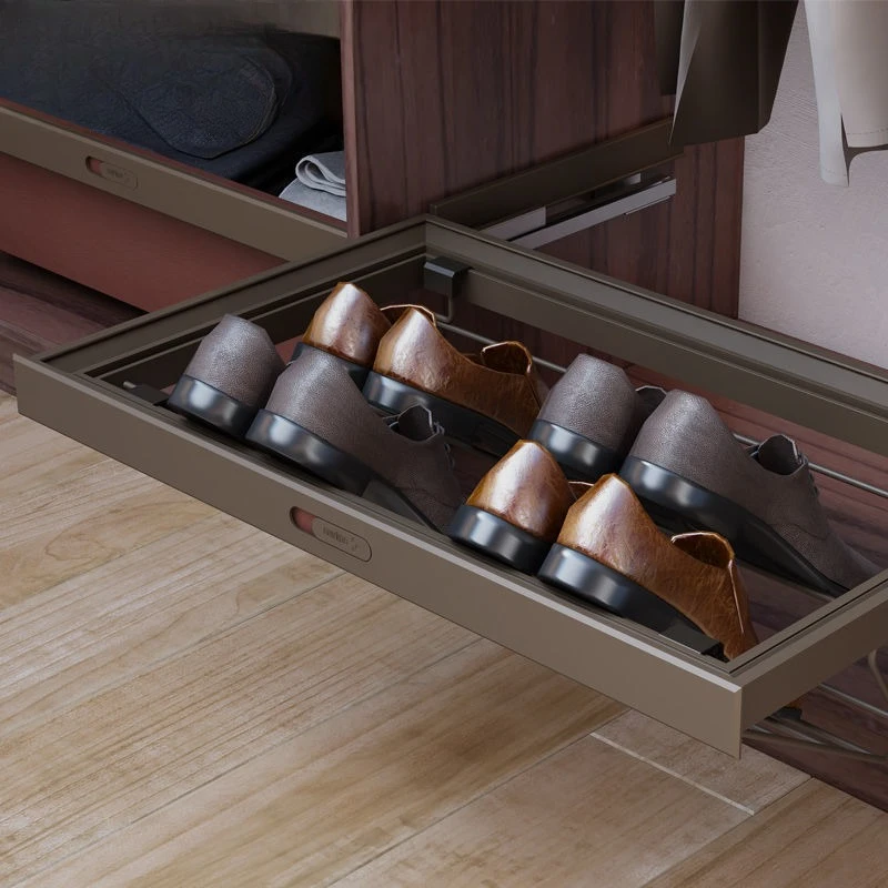 Push-pull damping shoe rack High-end cushioning damping wardrobe shoe rack