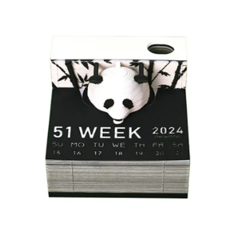 1 Piece 3D Paper Art Calendar 2024 Panda 3D Notepad Note Blocks 3D Memo Pad Kawaii Sticky Notes Christmas Birthday Gift