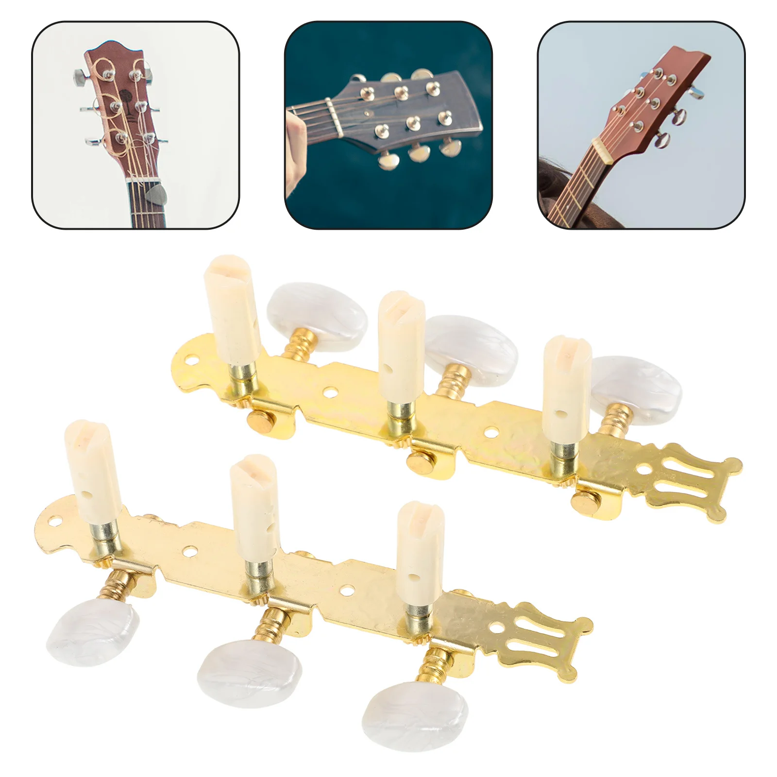 

Gold Plated Triple Classical Guitar Tuning Pegs Acrylic Heads Stable Tuners Machine Heads Acoustic Guitar String Accessories