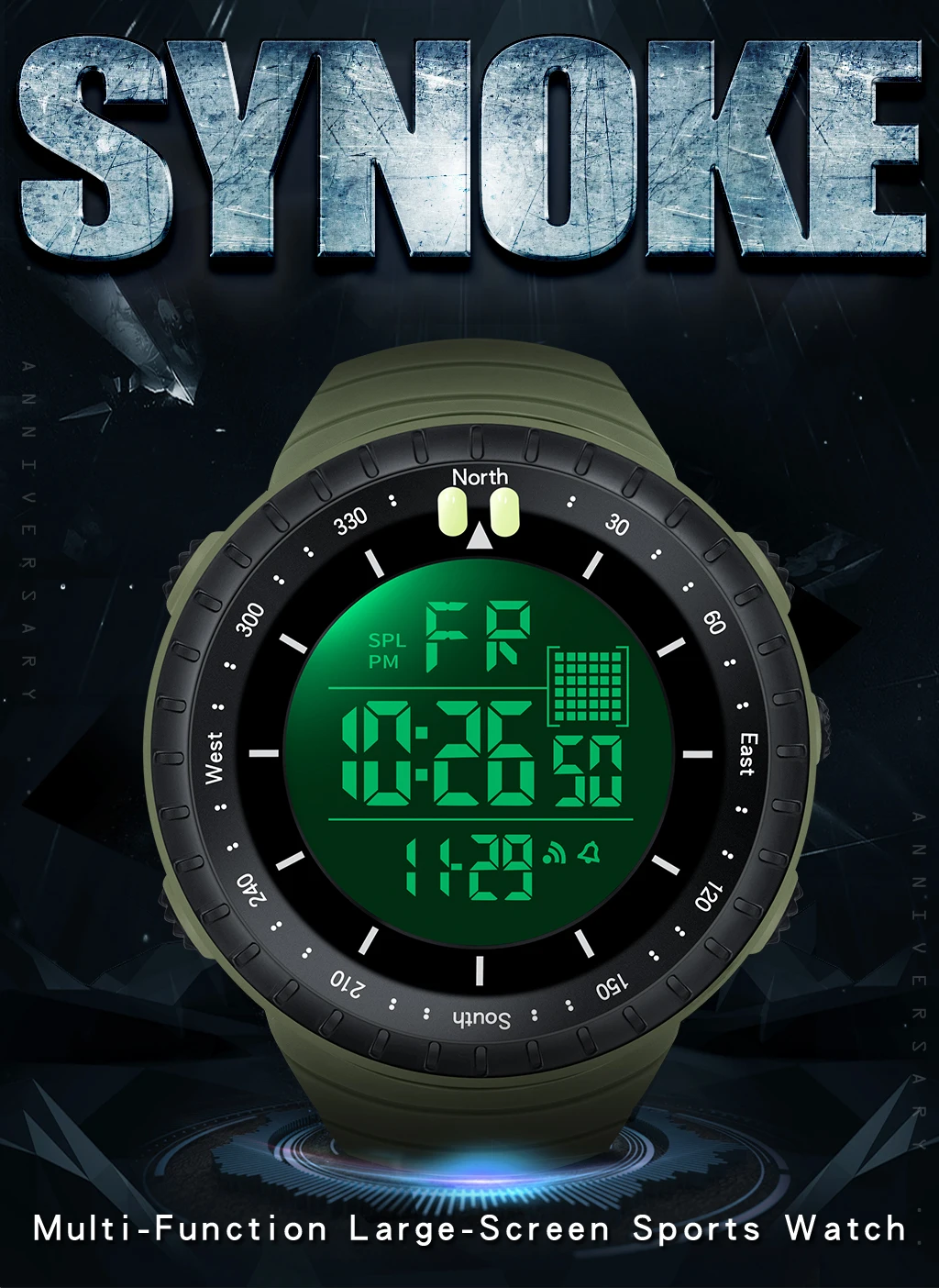 SYNOKE Outdoor Militär Digitale Uhr Für Männer Mode Retro Männer Uhr Sport Wasserdichte Männer Uhr Multifunktionale Schöne Männer – Detail 1