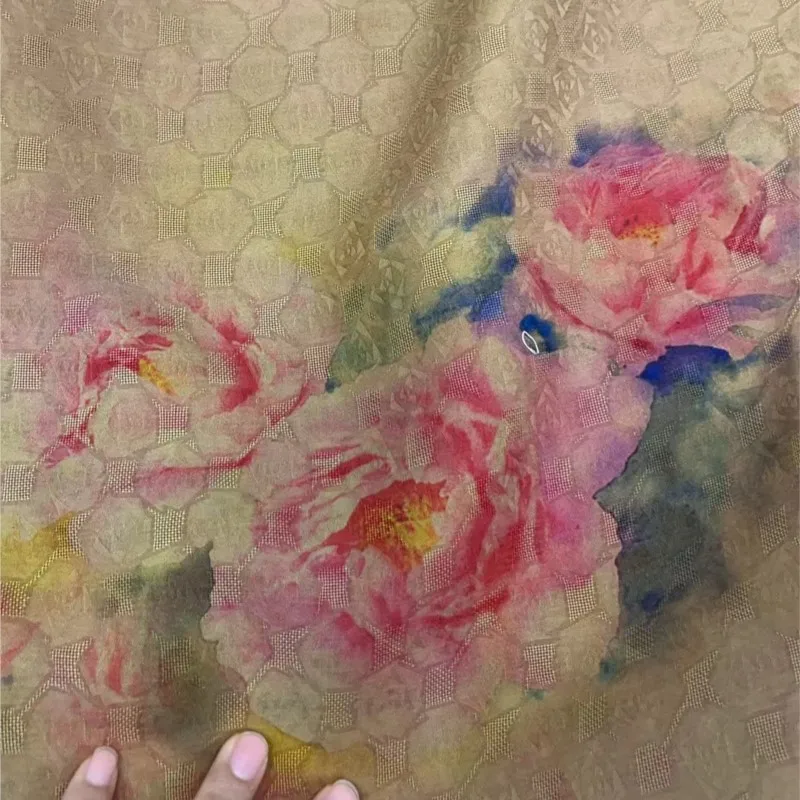 High Quality Luxury Real Natural Pure Silk Fabric Flowers Summer Chinese Style Women's Dress Cloth