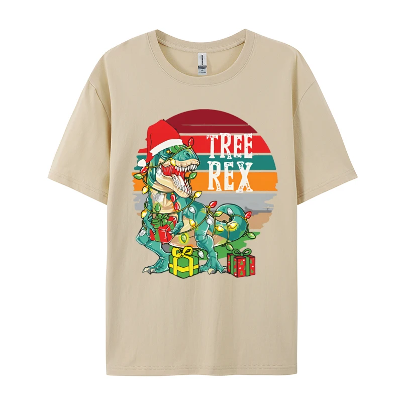 Kerst Baby Schattige Dinosaurus Boom Rex T-Shirt Man Katoenen T-Shirts Grafisch Bedrukt T-Shirt Mannen Kleding