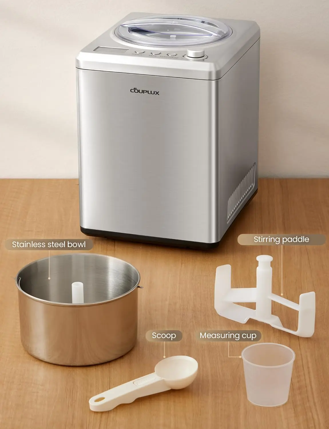 2.64 Qt Ice Cream Maker, Largest Capacity & Fast Freezing Ice Cream Machine with Built in Compressor Easy Operate & Clean Ice