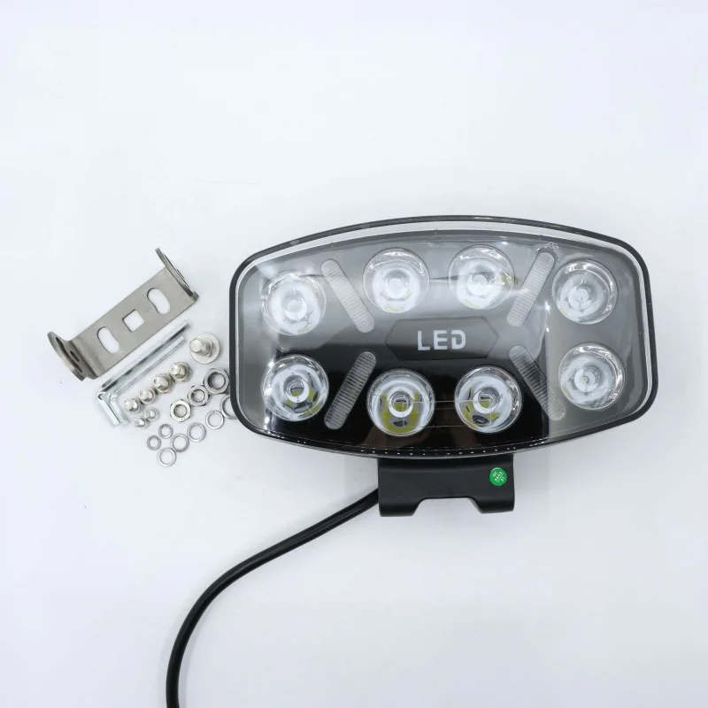 For Universal 9-Inch Square LED Work Lights, 12V/24V, with Daytime Running Light & Turn Signal, White-Yellow Dual-Color