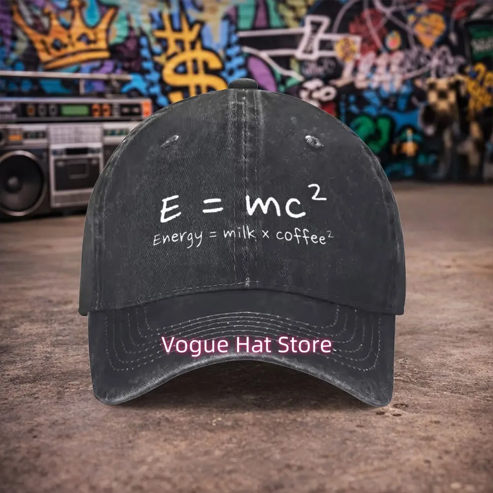 1pc Unisex Fun Physics Formula Pattern Vintage Washed Baseball Cap - Men's Trendy Hat - Versatile Duckbill Cap Fun Print