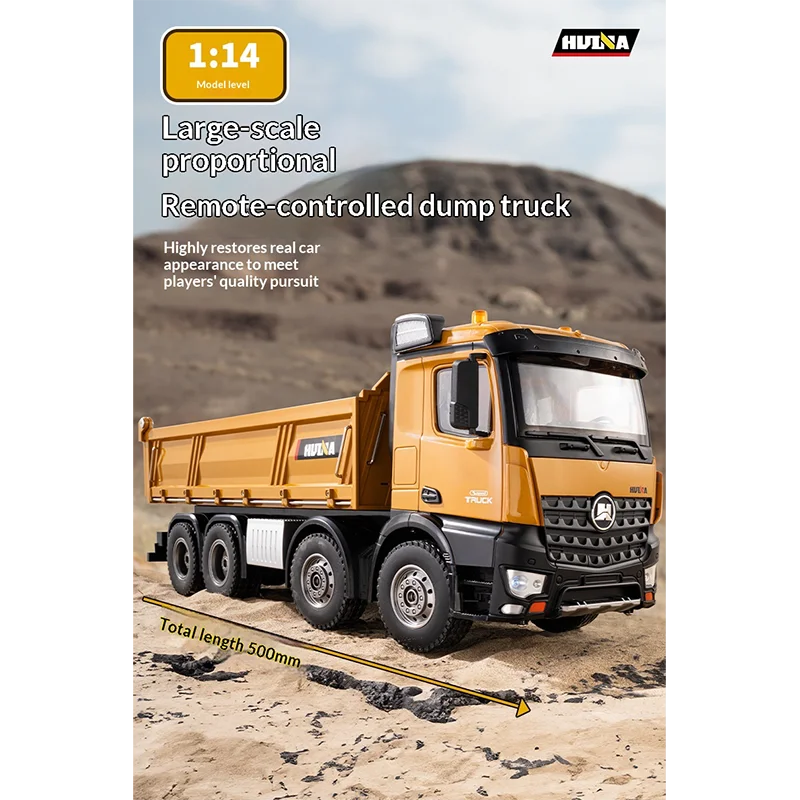 

Large Alloy Remote Control Dump Truck 536 New Engineering Vehicle Heavy Duty Eight Wheel Charging Car Toy for Ages 14+