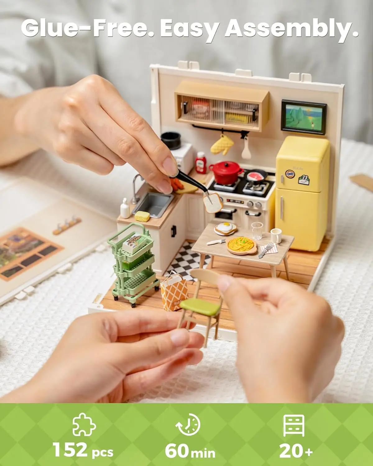 Robotime Miniatuur Huiskits Superwereld Poppen Huis Modelbouwpakketten Met Meubelaccessoires Vrolijke Maaltijden Keuken Voor Meisjes Volwassenen