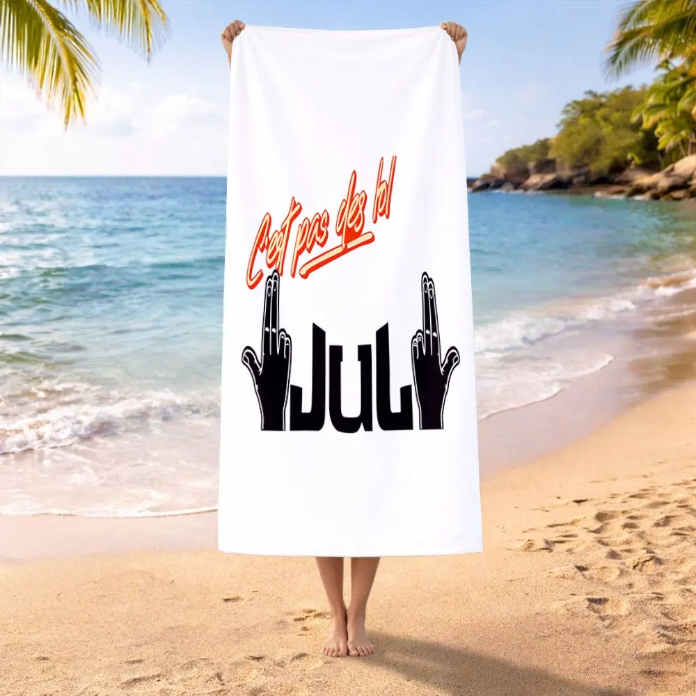 1PC French Rap Singer J-Jul Hand Sign Beach Towel C'est pas des lol Hip Hop Letter Microfiber Quick Dry Large Swimming Towel