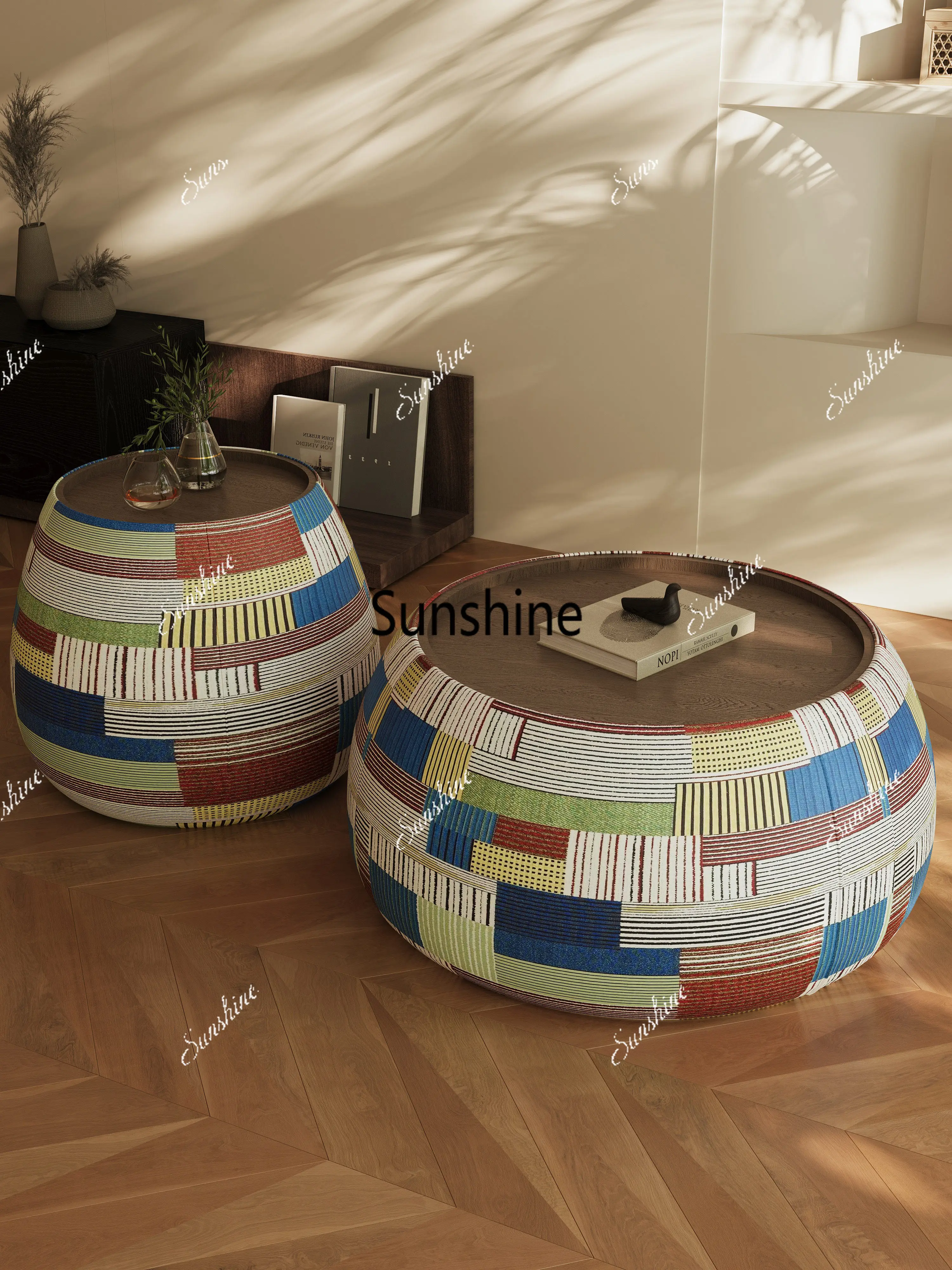 

Living room household light luxury high-end small apartment minimalist creative combination storage coffee table