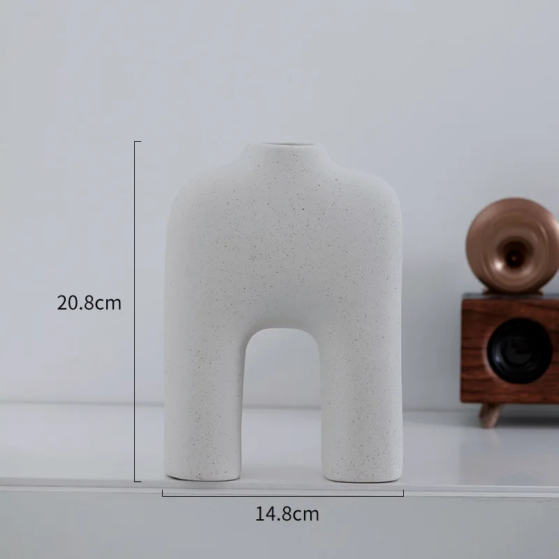 Vegetable Fired Vase Geometric Abstract Hollowing Out Ceramic Handicraft Ornaments Flower Vase Room Decoration Accessories