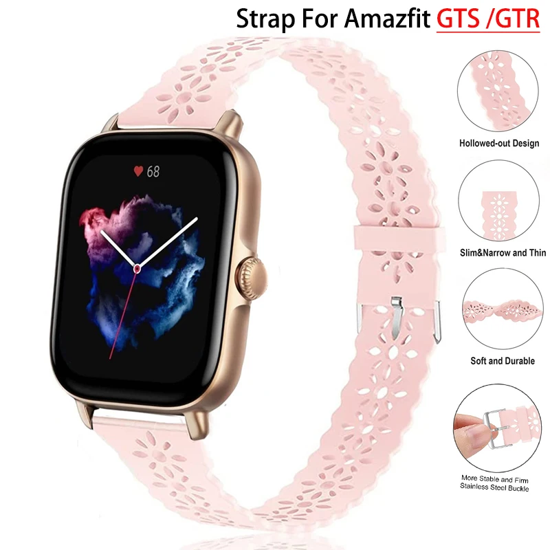 

Lace Silicone Band For Amazfit GTR 4/3/Pro/GTR2/47mm/stratos GTS 4/2e/3/GTS 2 Mini Bracelet 20/22mm Watch Strap Amazfit bip-U-S