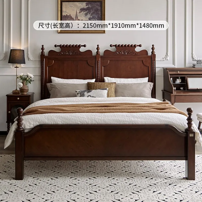 American solid wood bed, master bedroom cherry wood bed