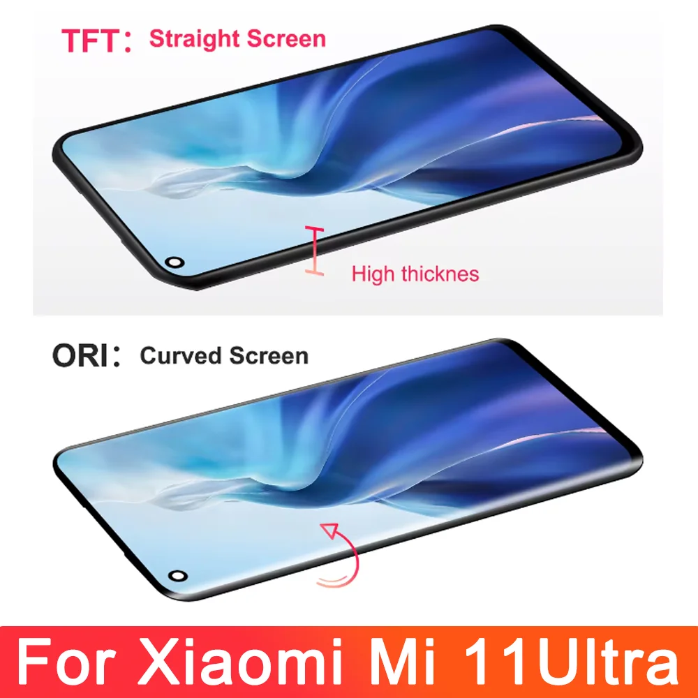 Imagem -06 - Montagem de Tela Sensível ao Toque Lcd com Moldura Tela Amoled Xiaomi mi 11 Ultra mi 11 Pro M2102k1g