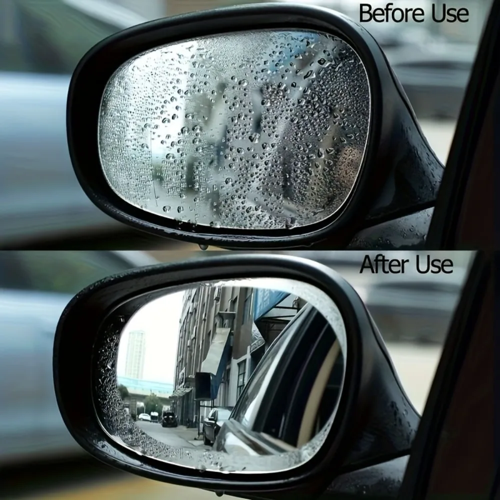 4Pcs Car Motorcycle Rearview Mirror Nano Waterproof Anti-Fog Film, Clear Water Repellent Side Window Protective Sticker