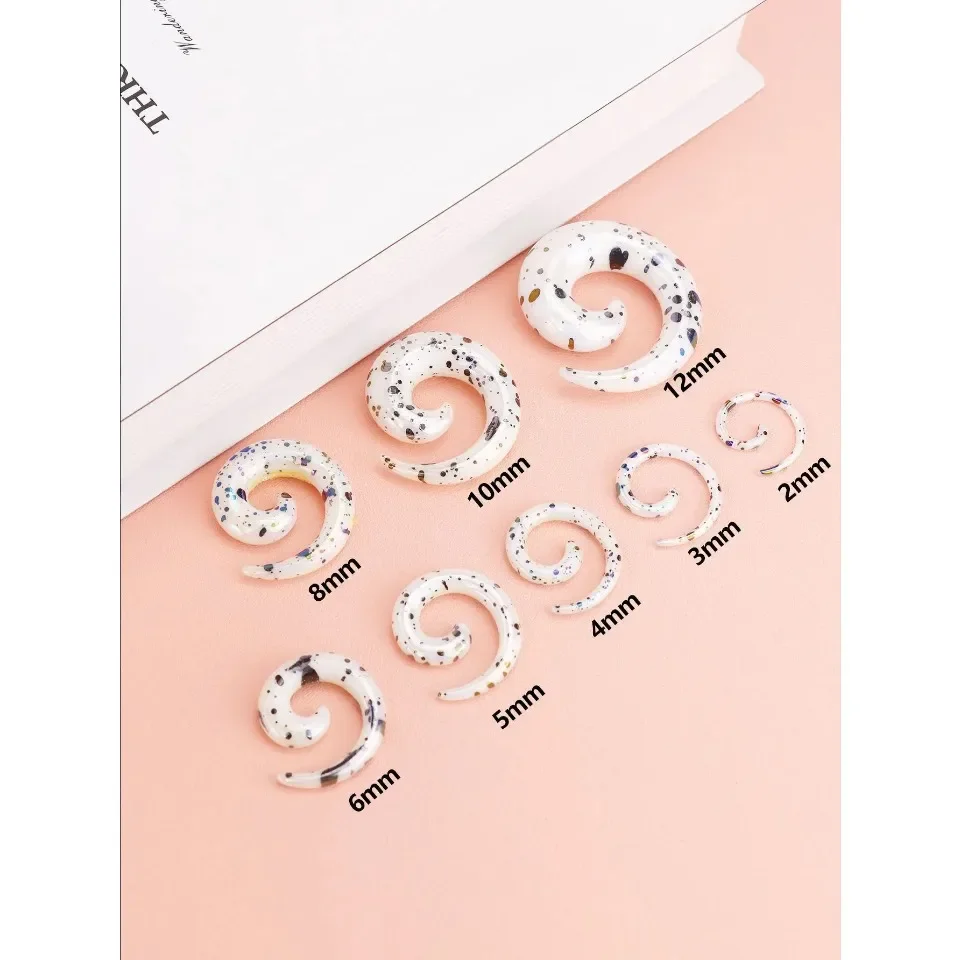 2 Stück Acryl Spirale Schnecke Ohrkegel Plugs Tunnel Expander Messgeräte Twist Ohrringe Dehnung Aufhänger Körper Piercings Schmuck – Detail 5