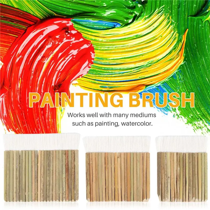 AEE8-3 Size Sheep Hair Hake Brush Bamboo Handle Soft Brush Latex Paint Brush For Pottery Painting Drawing Drafting