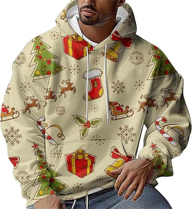 New Men's Hoodie New Year Party Christmas Graphic 3D Print Sweatshirt Men Women Clothing Fashion Antumn Pullover Plus Size Tops