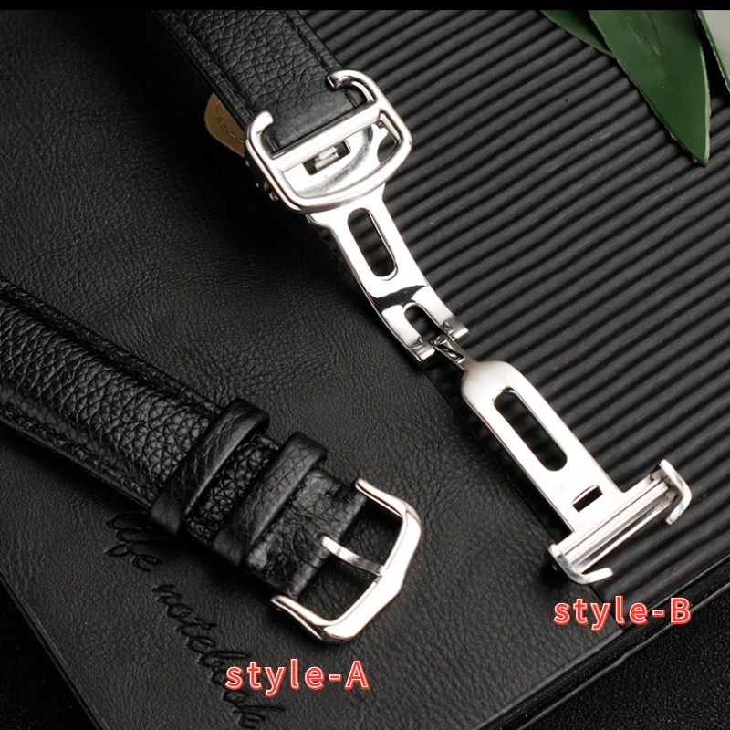 16 17 19 20 22 23 25 مللي متر ل كارتييه تانك لندن جلد طبيعي حزام ساعة اليد الإفراج السريع حزام الساعات للطي دبوس مشبك الرجال النساء