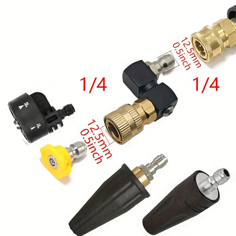 360 ° فوهة مسدس غسالة الضغط الدوارة، محول توصيل سريع 1/4 بوصة لتنظيف السيارة - مانع للتسرب، موفر للمياه #2