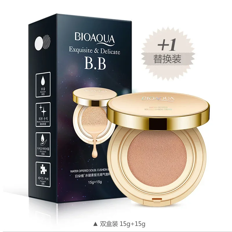 BIOAQUA Air Cushion BB Cream Brighten Concealer Moisturizer Foundation Face Whitening Makeup Facial Base Perfect Cover Cosmetics