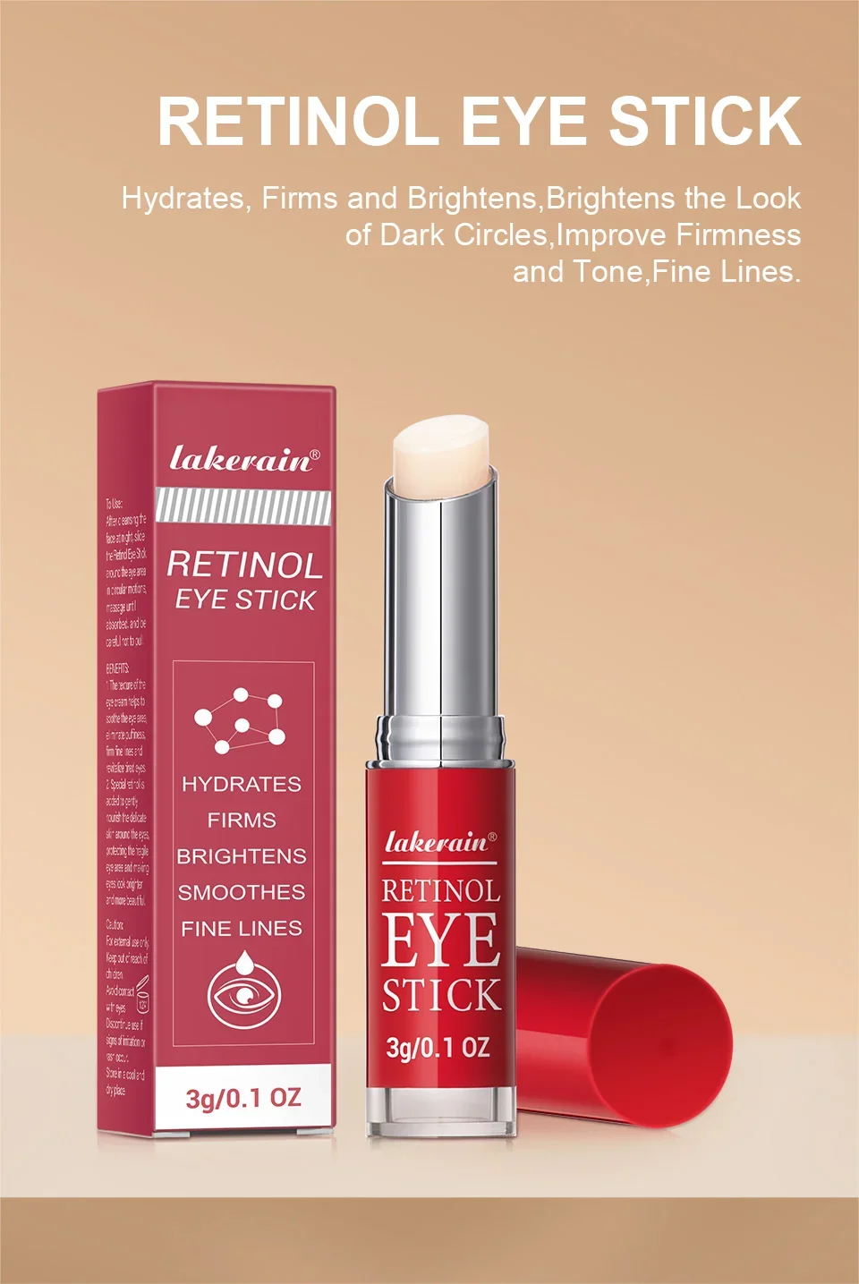 Retinol Eye Stick Dark Circles Eye Bags Fine Lines Wrinkle Smoothen Hydrate Lift Firm Puffiness Under Eye Serum Skincare