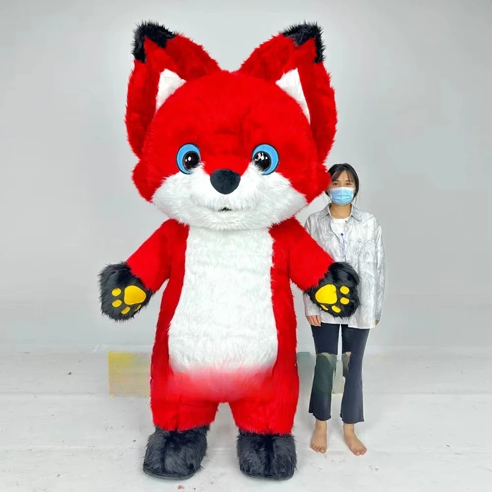 ชุดมาสคอตไลน่าเบลล์จากมินิโซ แบบเป่าลม รูปสุนัขจิ้งจอกสีแดง สำหรับเล่นบทบาทสมมติ ชุดเป่าลมสำหรับผู้ใหญ่ ชุดแฟนซีสำหรับงานปาร์ตี้ฮาโลวีน