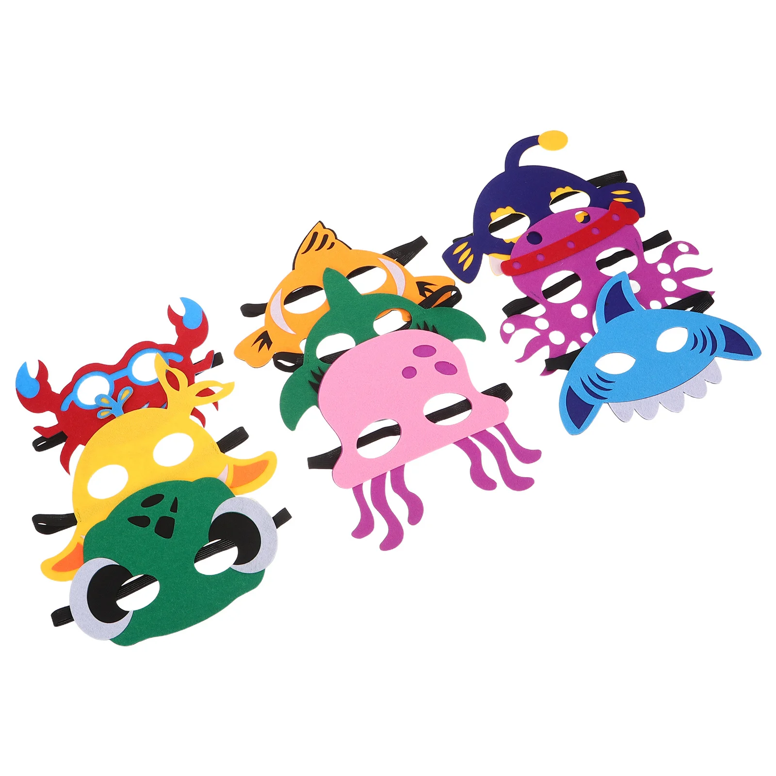 

9pcs Marine Animal Masks Colorful Felt Cartoon Mask For Party Carnival Cosplay Birthday Decoration Pretend Play Accessory