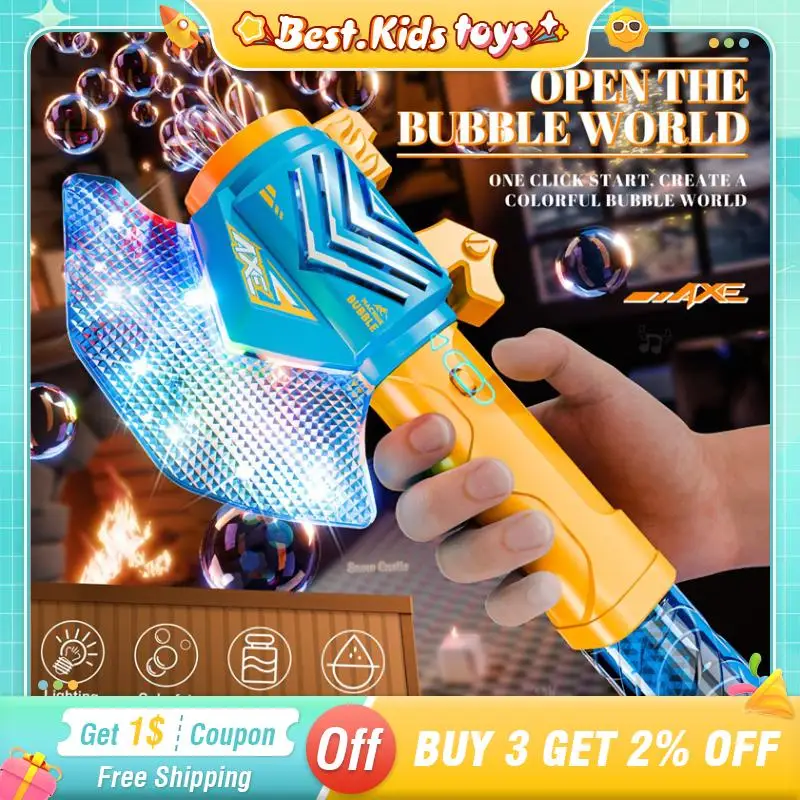 Axt Handheld Blase Stick Mit Kühlem Licht Automatische Seife Blasen Blase Maschine kinder Spielzeug Party Im Freien Spiel Geburtstage Geschenk