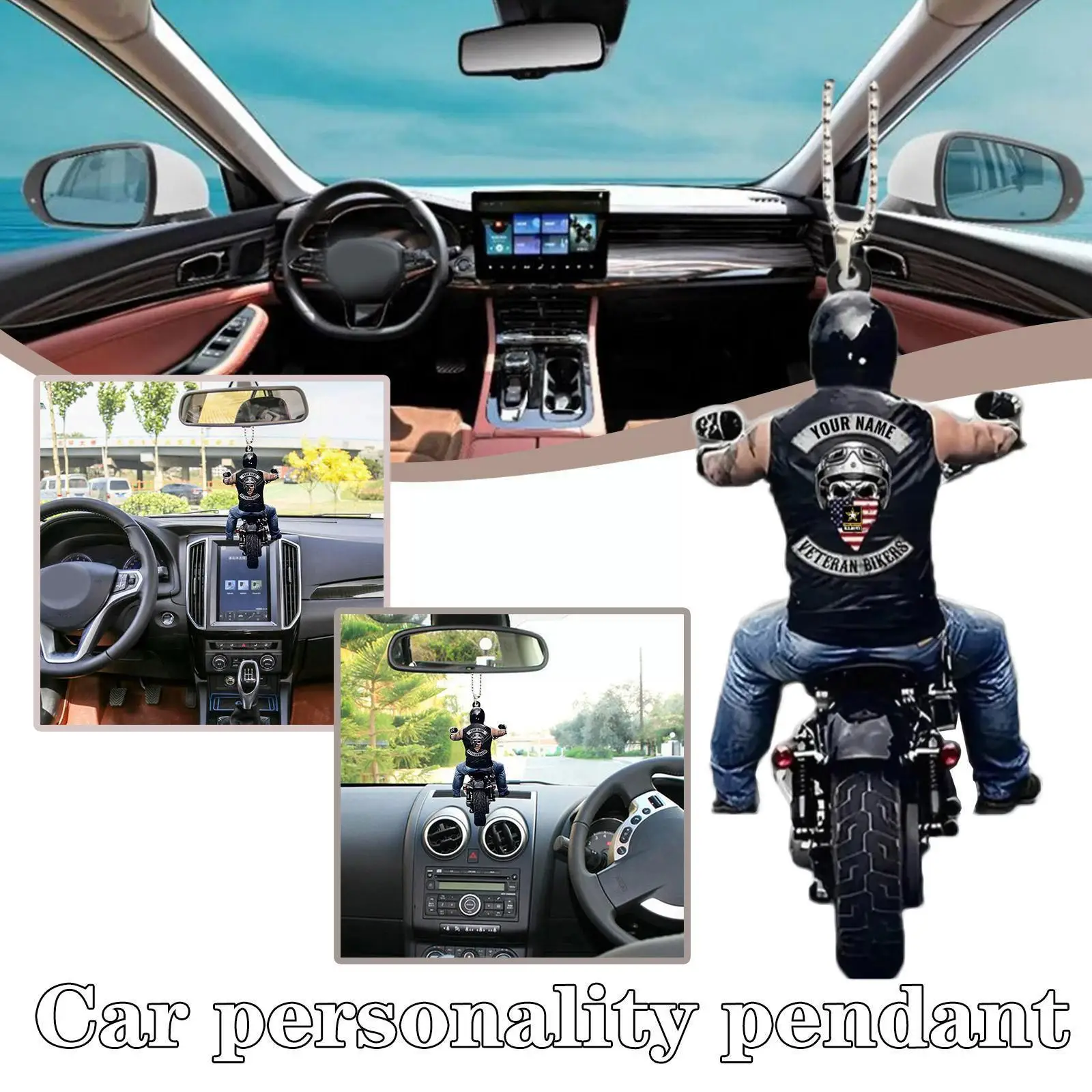 Black New Car Pendant Veteran Motorcycle Bikers Car Car Pendant Accessories Rearview Mirror Z0J9