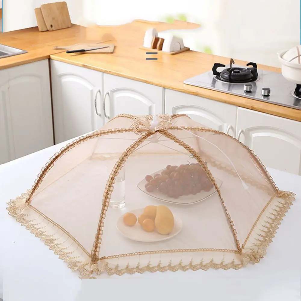 Precioso paraguas plegable hermético a prueba de insectos para exteriores, utensilios de cocina, cubierta para alimentos, protector de alimentos