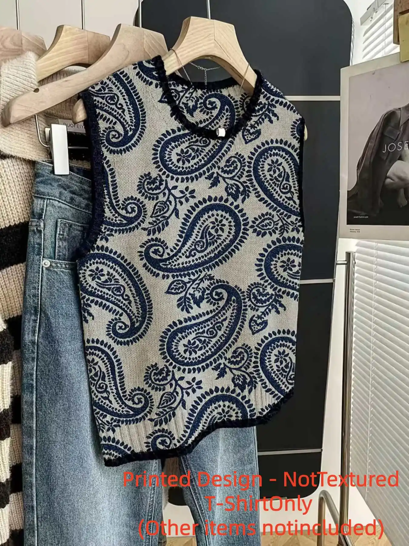 

Printed Design - Nottextured Four Seasons Fashion New Style Pullover Round Neck Vest Women's Top Flat Digital Print Trendy Women's Vest