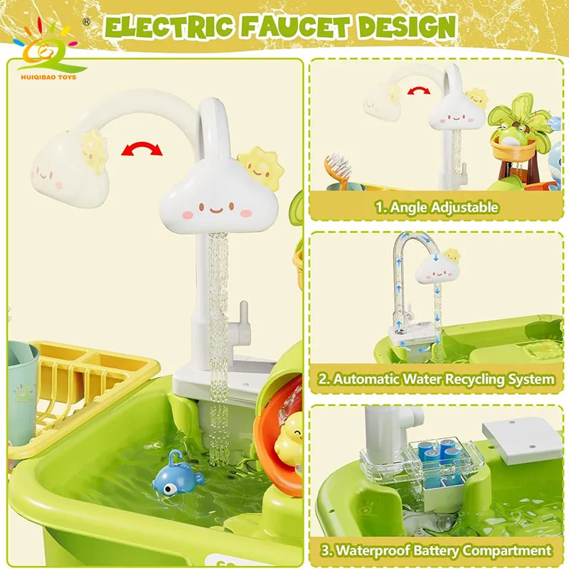 Juguetes de cocina para niños, diversión eléctrica, juego de agua, lavabo de agua, pesca, lavavajillas, juegos de rol en casa, juguetes de educación temprana para bebés