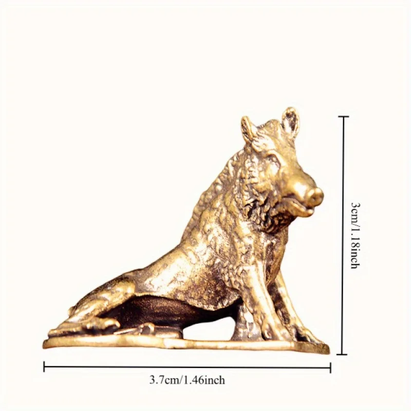 1PC Brass Wild Boar Figurine Pig Model Craft Living Room Office Home Creative Decoration Desktop Ornament