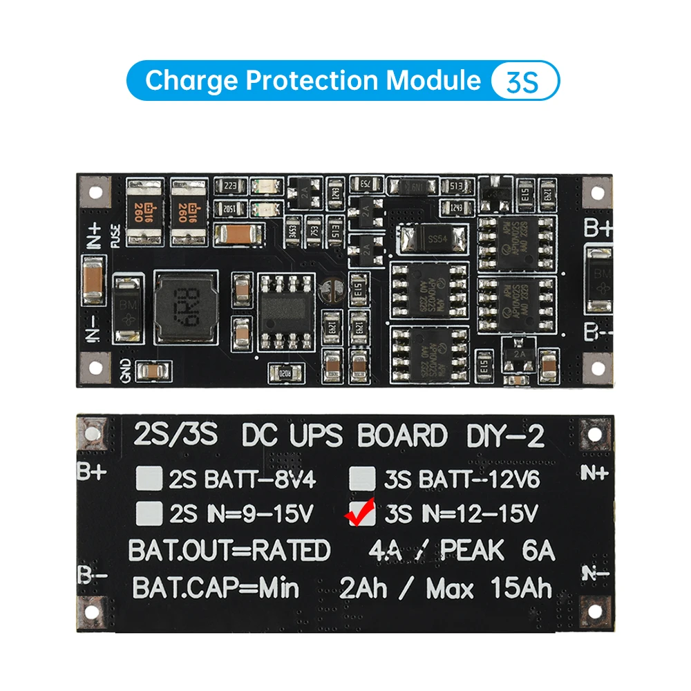DC 12V/15V 50W 4A UPS Module Uninterruptible Power Control Board 2S 3S Charging Step Up Protection Module Power Supply