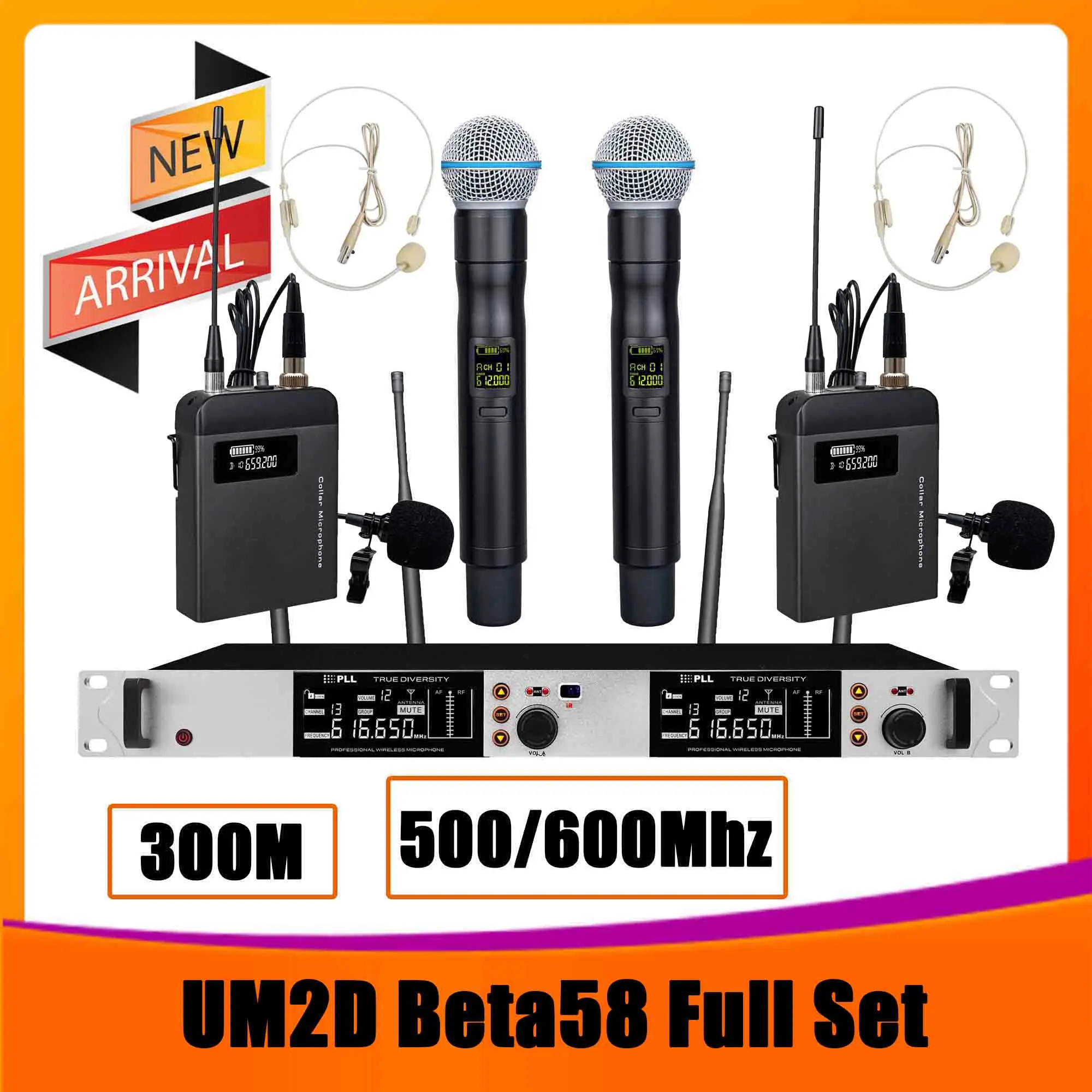 Leicozic UM2D 500/600Mhz Professional Stage Wireless Microphone  System Condensor Beta87 Microfone Beta58 Lapel Headset Microfon