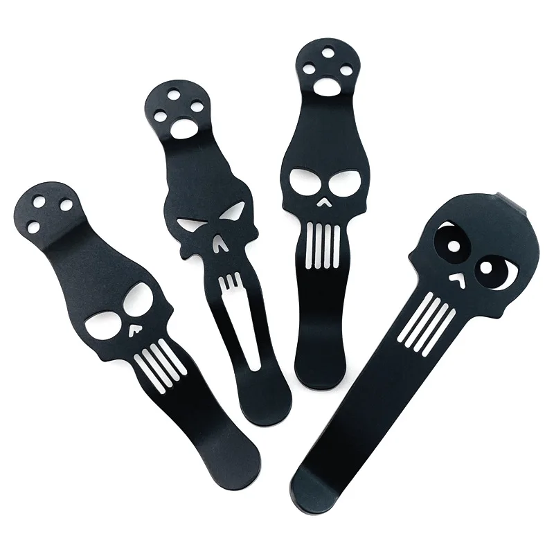 4 Types Face Logo Fold Knife Titanium Pocket Clip for Spyderco Paramilitary2 C81 Para3 C10 Endura4 Delica4 Smock G10 Police