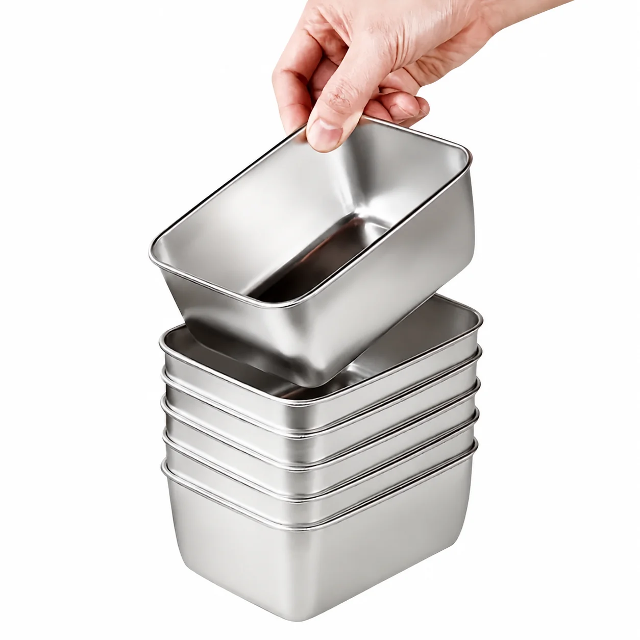 HTMCK 6pc Stainless Steel Food Storage Containers Set With Lids - Leakproof, Stackable & Reusable For Camping, Picnics, School