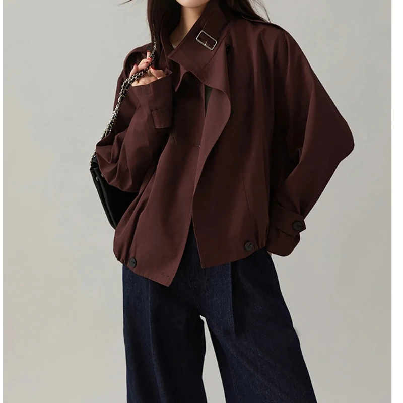 

Новая осенняя короткая куртка для женщин, модный свободный крой, высококачественное ощущение, воротник-стойка, миниатюрный топ