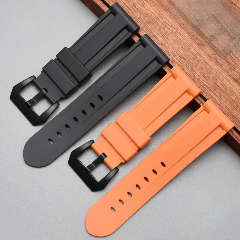 Waterproof Natural Rubber Watchband for Panerai Pam441 359 111 Series Black Blue Red Orange White Silicone 24mm Watch Strap