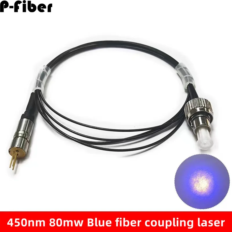 

Semiconductor laser coupling fiber 450NM 80MW blue light laser module FC connector core 200um Customizd