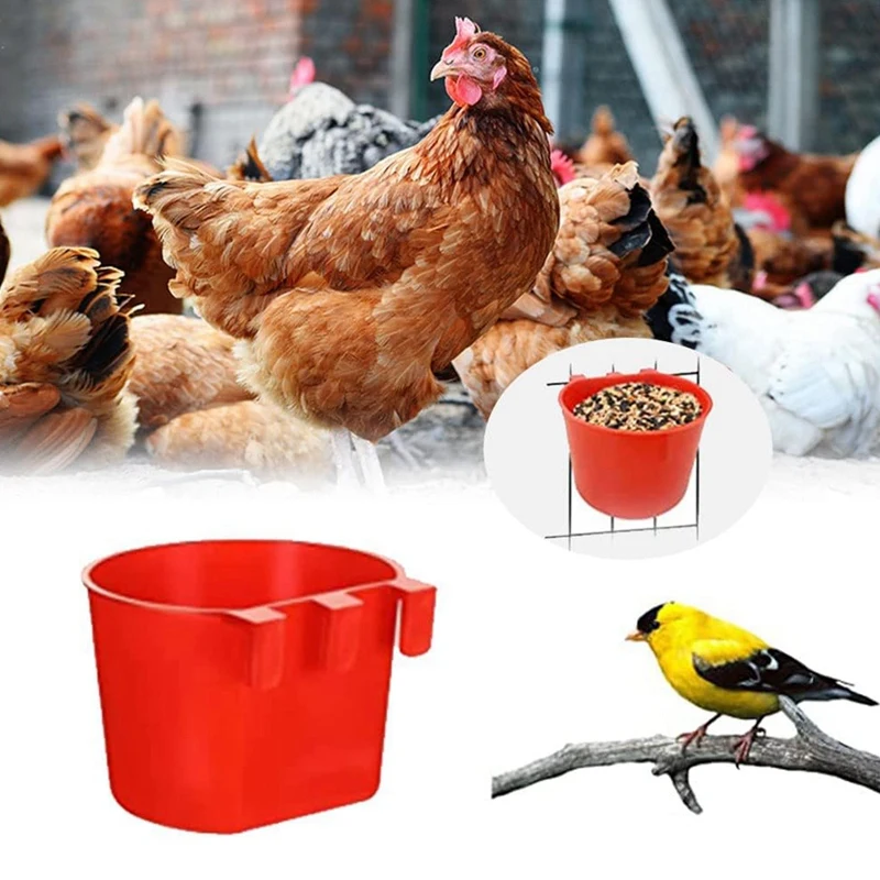 20Pcs Chickens Rabbit Feeders Plastic Birds Feeders Seed Bowl For Cage,Hanging Chicken Water Feeder Cup