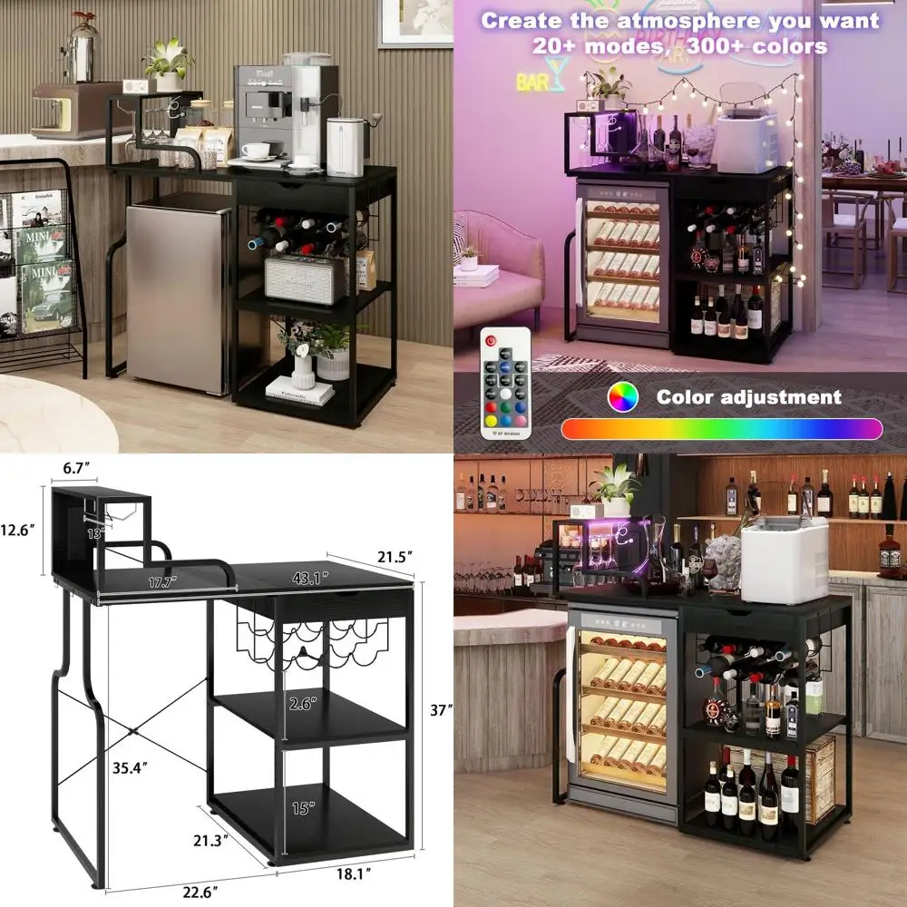 

Стильный домашний барный шкаф со светодиодной подсветкой, винный холодильник, стеклянный держатель и ящик для развлечения гостиной