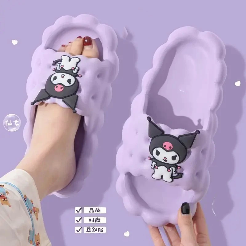 Cute Hello Kitty Sanrio Slippers Kuromi Cartoon Kawaii Anime Student Home Bathroom Bathing Anti-Slip Sandal Kids Toys Girls