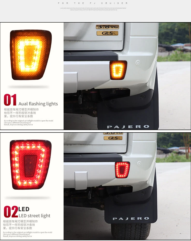 Car Bumper Tail Light For Mitsubishi Pajero Taillight Montero Brake 2006~2019 LED Car Accessories Taillamp For Pajero Rear Light